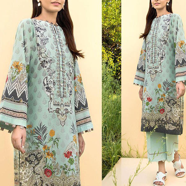 Embroidered Linen Suit with Wool Shawl